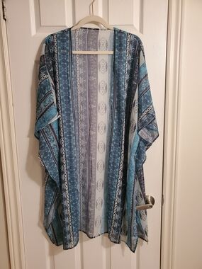 Blue Printed Beach Cover Up